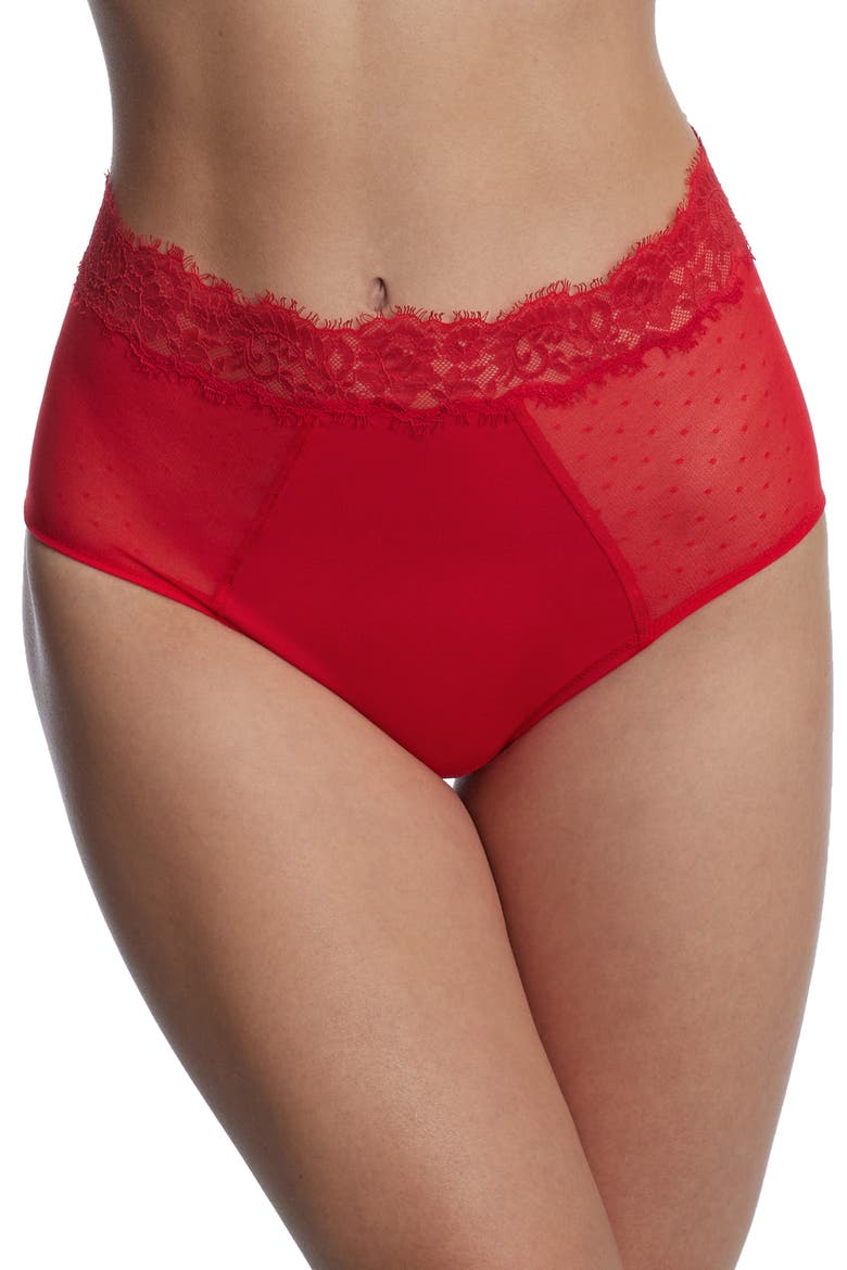 Entice High Waist Brief, Main, color, BRIGHT CHERRY