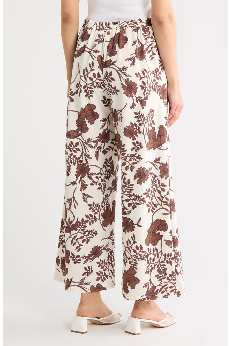 Floral Wide Leg Pants, Alternate, color, BONE BROWN FLORAL