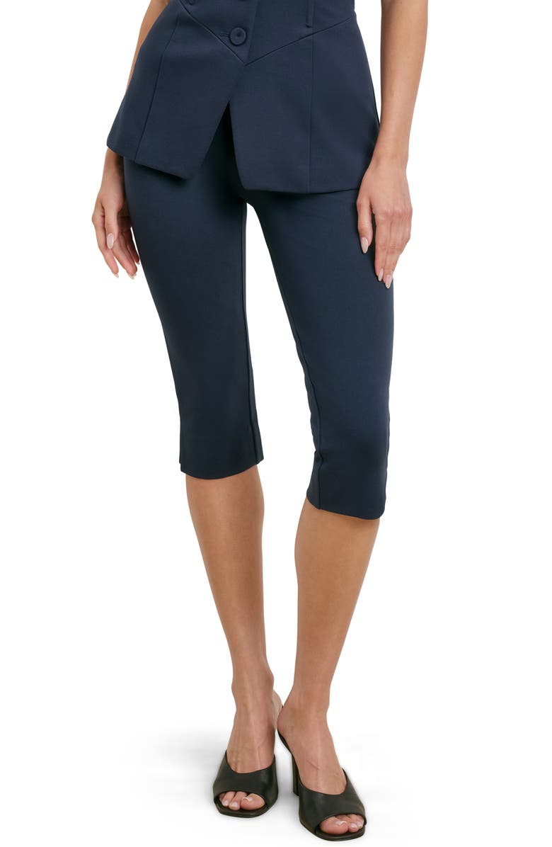 Favorite Daughter The Carrie Pedal Pusher Slit Hem Capri Pants, Main, color, Navy