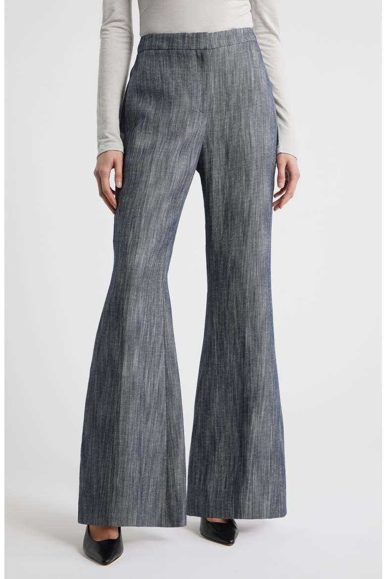 Talifia Sharkskin Twill Flare Trousers, Main, color, CHARCOAL SHARKSKIN