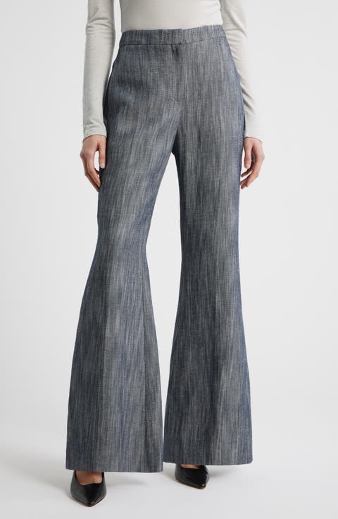 Talifia Sharkskin Twill Flare Trousers