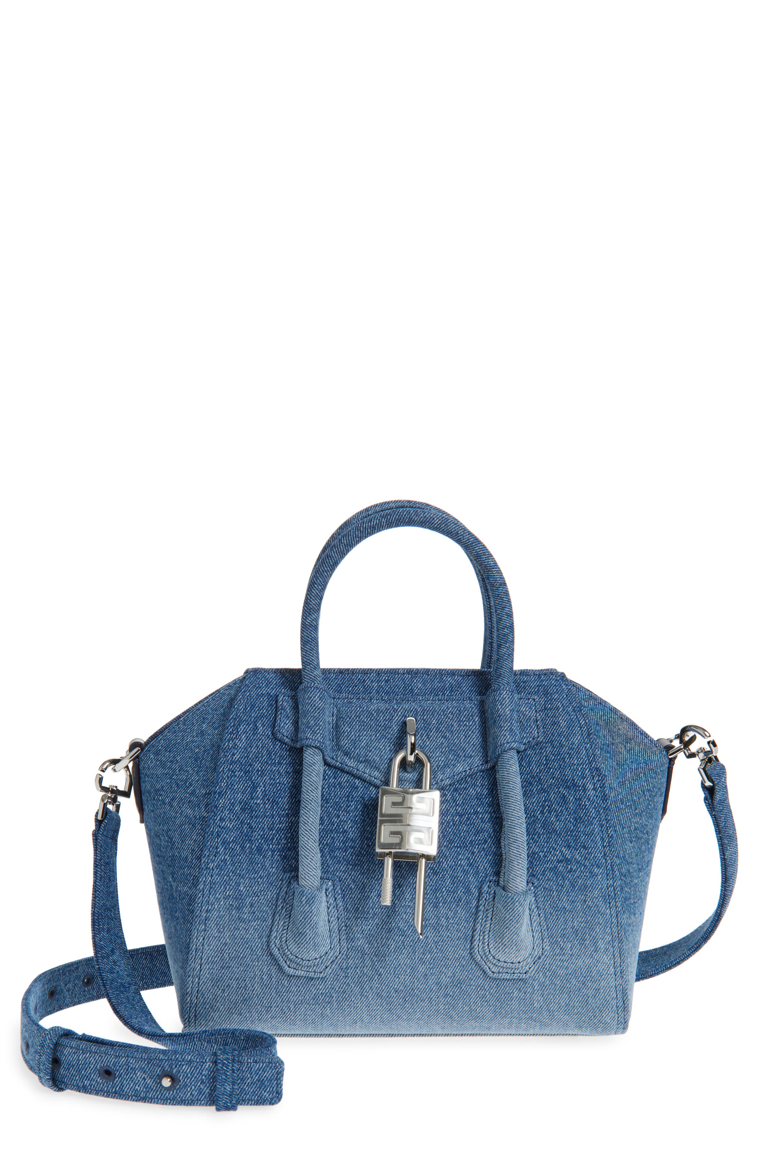Givenchy Mini Antigona Lock Denim Satchel (Women) | Nordstrom