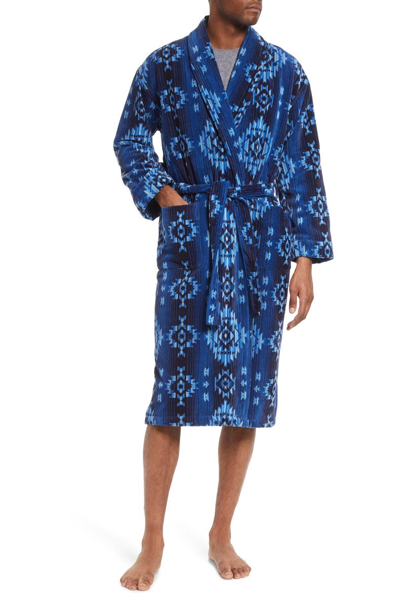 Men's Gifted Cotton Terry Velour Robe, Main, color, BLUE