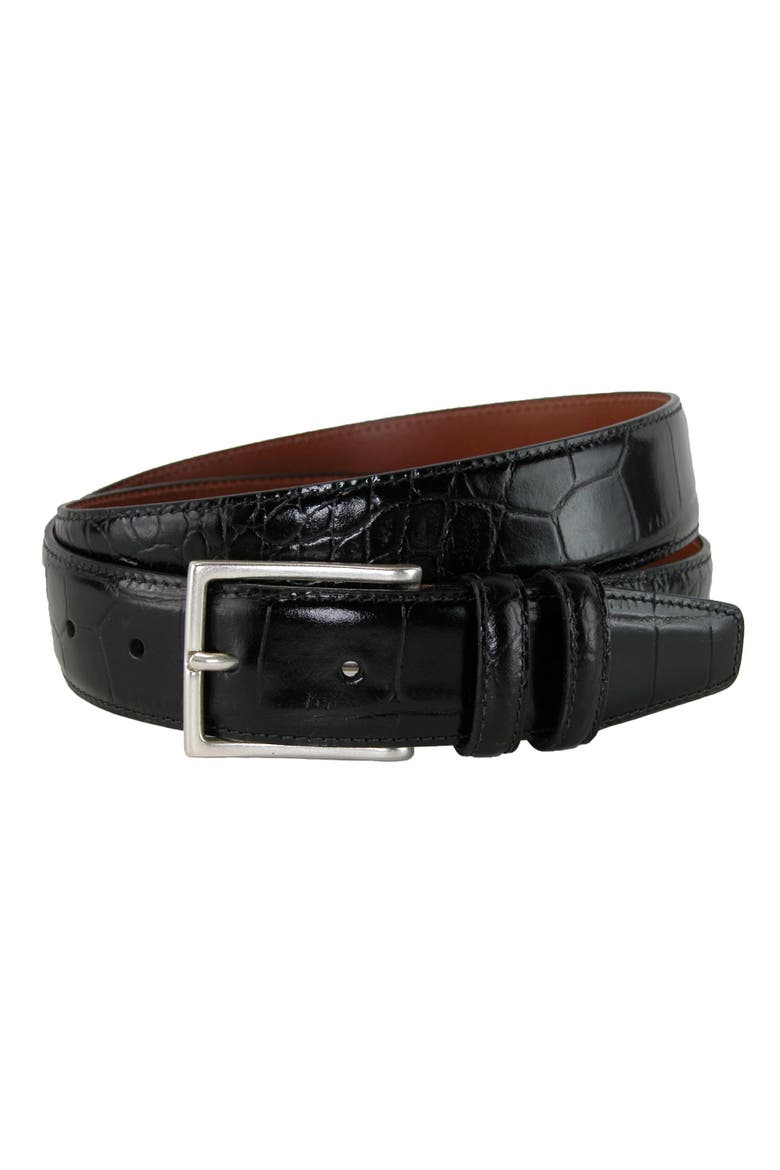 Men's Country Polo Bella Croc Print Belt, Main, color, Dark Brown