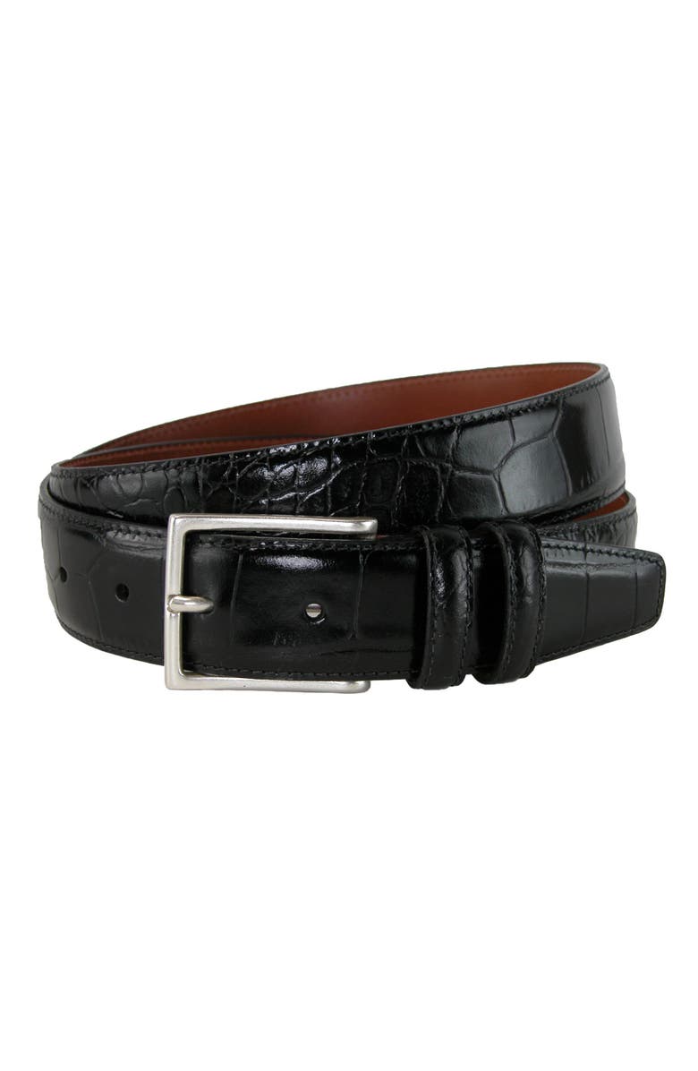CrookhornDavis Men's Country Polo Bella Croc Print Belt, Main, color, Dark Brown
