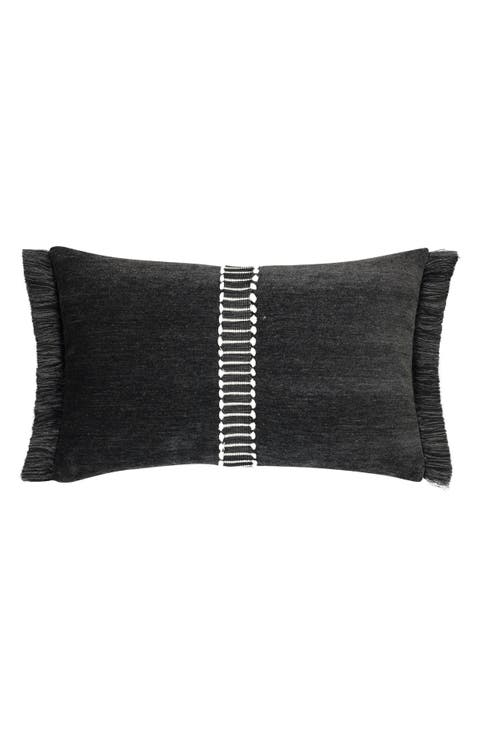 Luxe Velour chenille with decorative tape Indoor & Outdoor Woven Accent Pillow