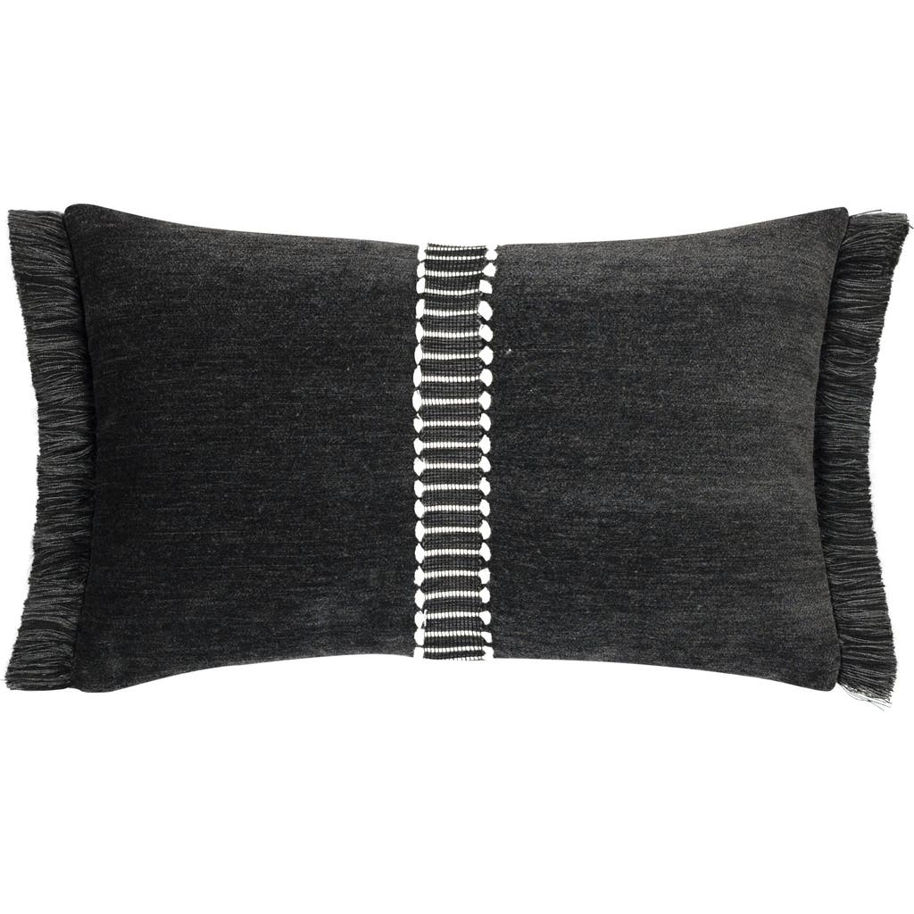 Elaine Smith Luxe Velour Chenille With Decorative Tape Indoor & Outdoor Woven Accent Pillow