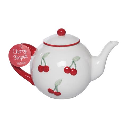 Dolomite Cherry Teapot with Lid Multicolored for Spring Serving and Entertaining