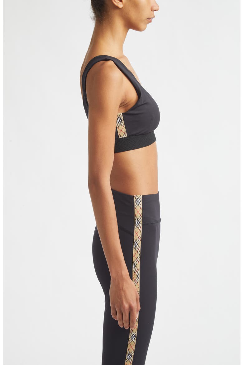 Alana EKD Check Detail Sports Bra, Alternate, color, BLACK