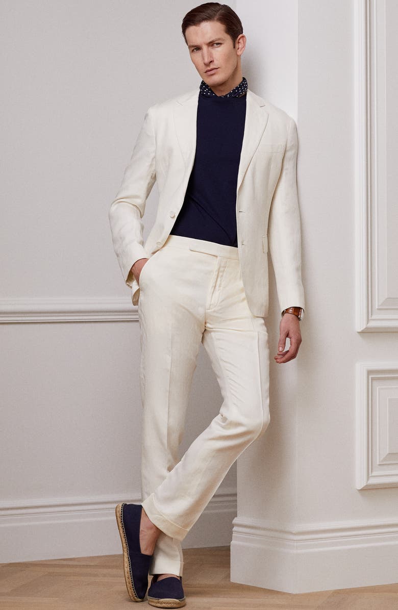 Ralph Lauren Purple Label Hadley Silk & Linen Canvas Sport Coat, Alternate, color, Classic Cream