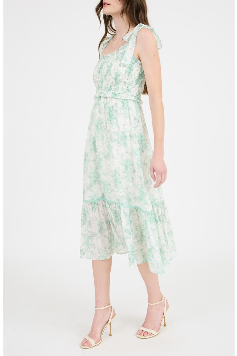 Floral Ruffle Midi Dress, Alternate, color, DUSTY MINT MULTI