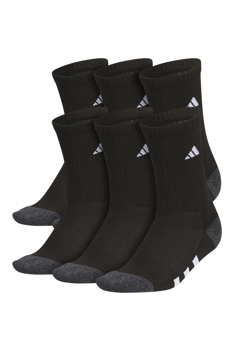 Kids' Athletic Cushioned Crew Socks - Pack of 6, Main, color, BLACK/ ONIX GREY/ WHITE