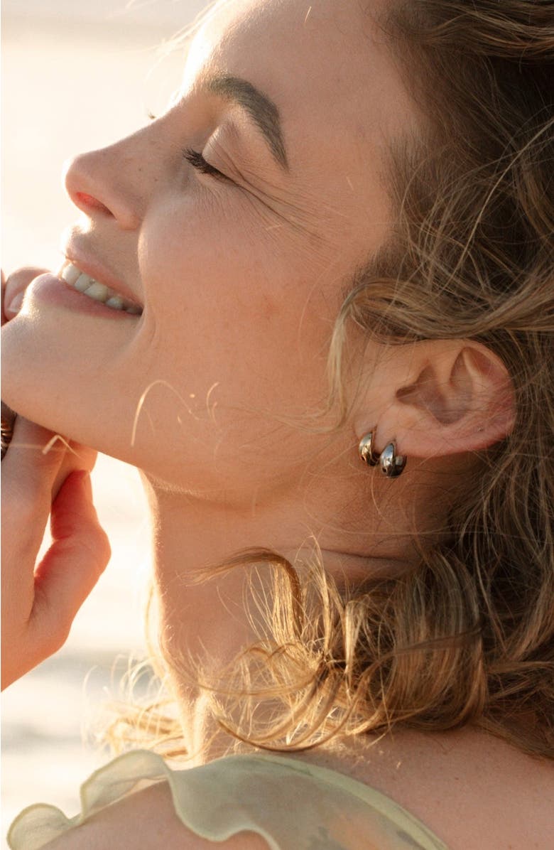 MADE BY MARY Gloss Huggie Hoop Earrings, Alternate, color, Silver