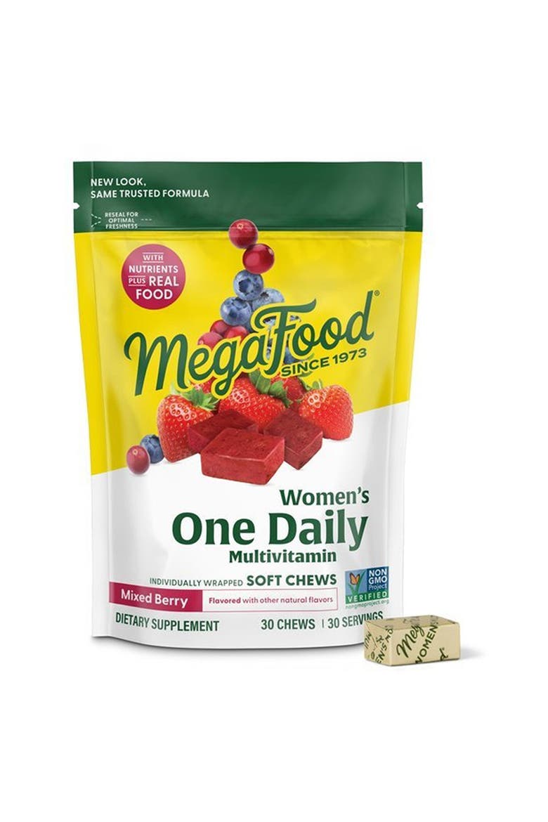 One Daily Multivitamin for Women Soft Chews With Folate, Methylated B12, Biotin, Non-GMO, 30 Mixed Berry Chews, Main, color, None