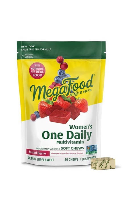 One Daily Multivitamin for Women Soft Chews With Folate, Methylated B12, Biotin, Non-GMO, 30 Mixed Berry Chews
