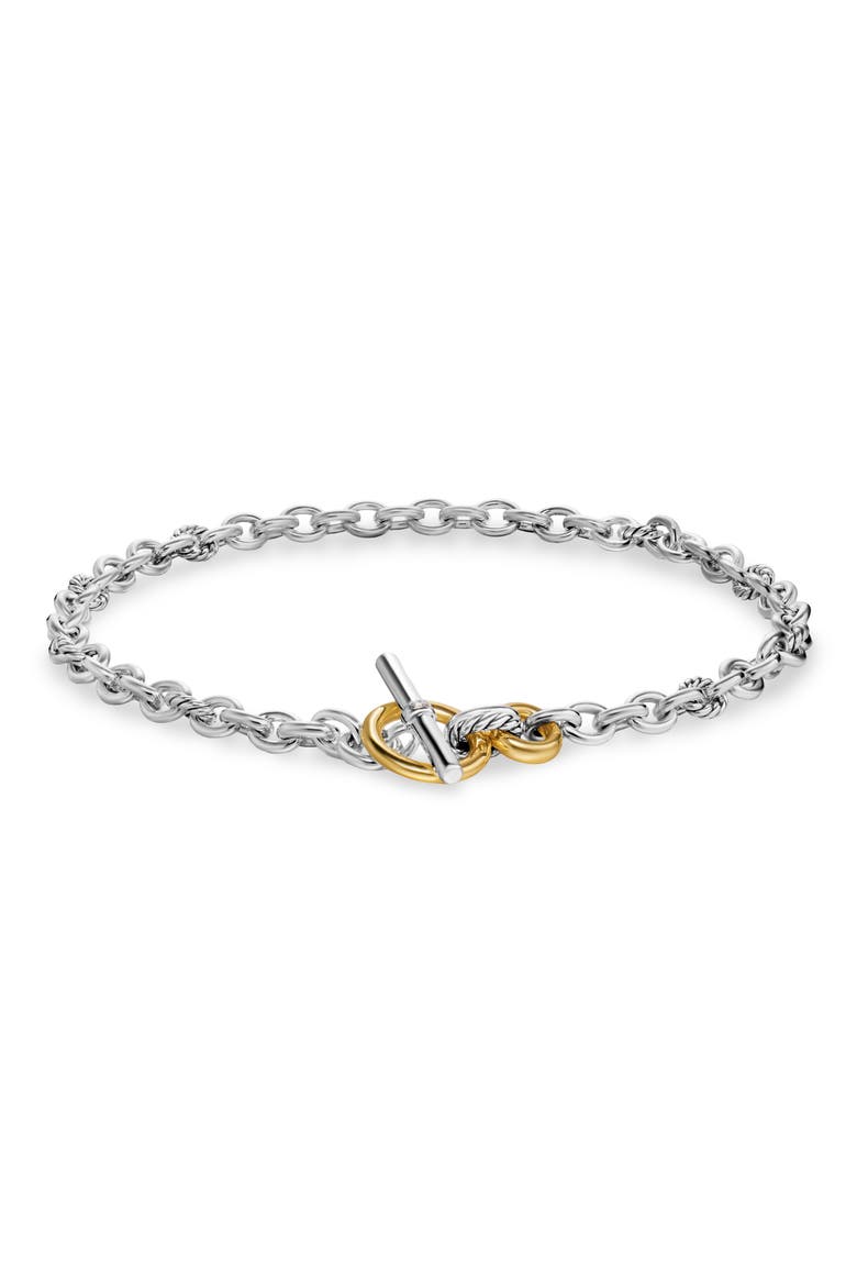 Mercer® Toggle Chain Necklace in Sterling Silver with 18K Yellow Gold and Diamonds, 8mm, Alternate, color, DIAMOND