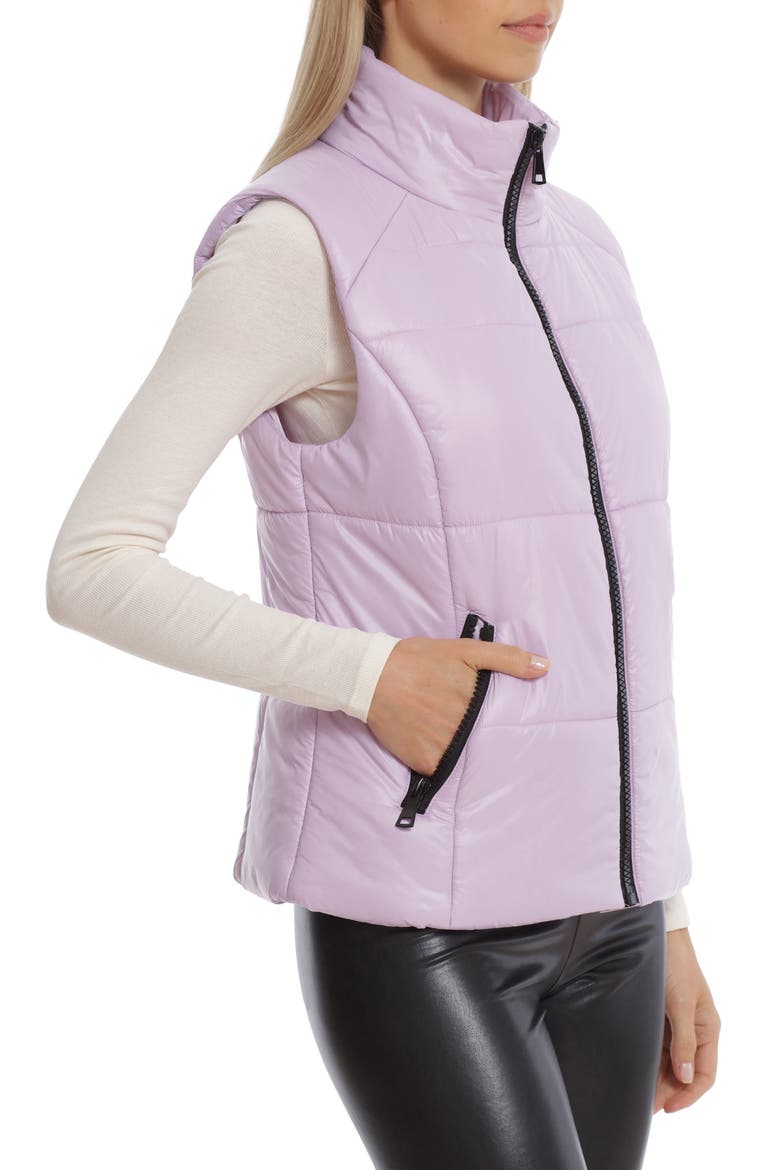 Shiny Nylon Puffer Vest, Alternate, color, LAVENDAR