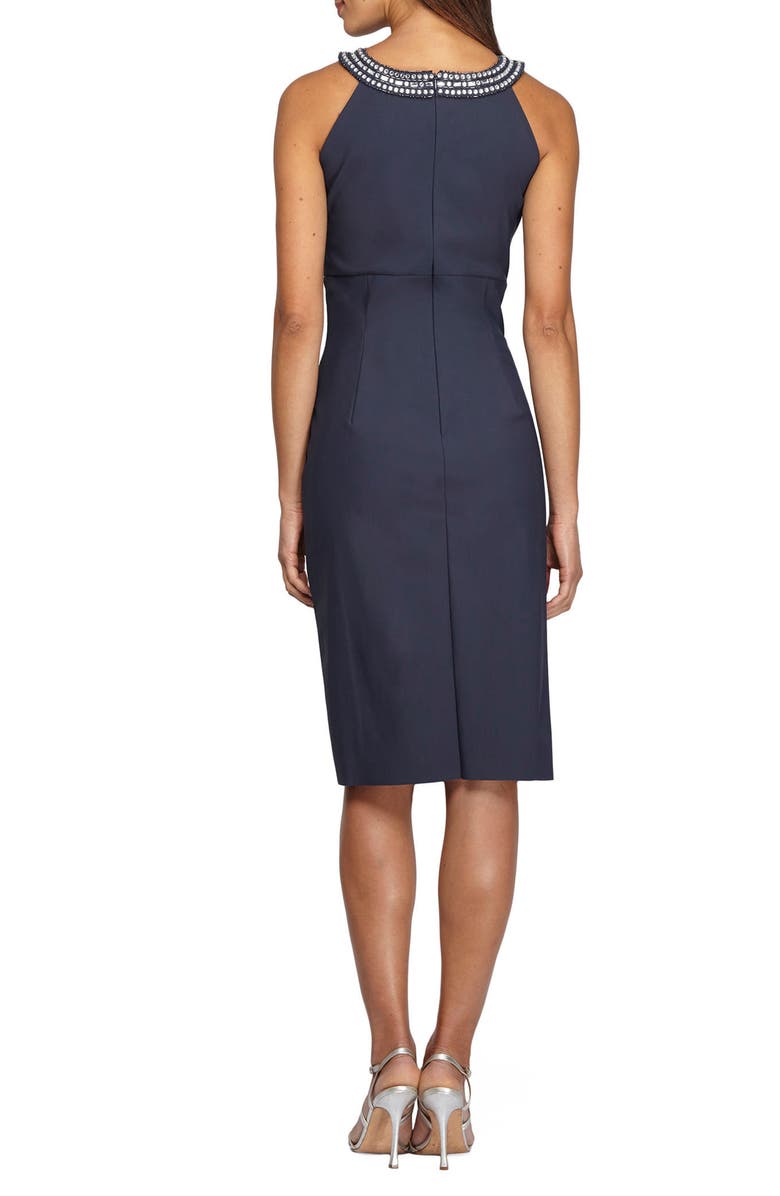 Alex Evenings Contour Collection Halter Embellished Cocktail Dress, Alternate, color, Charcoal