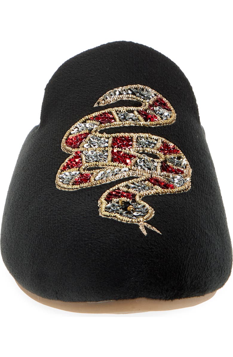 FUCHSIA Embroidered Serpent Pointed Toe Mule, Alternate, color, Black