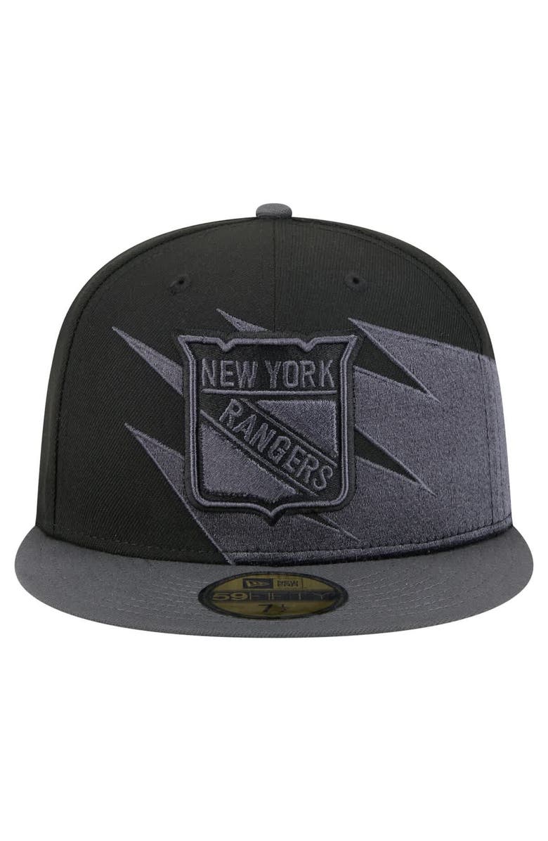 New Era Men
s New Era  Black New York Rangers Spikes 59FIFTY Fitted Hat, Alternate, color, Black