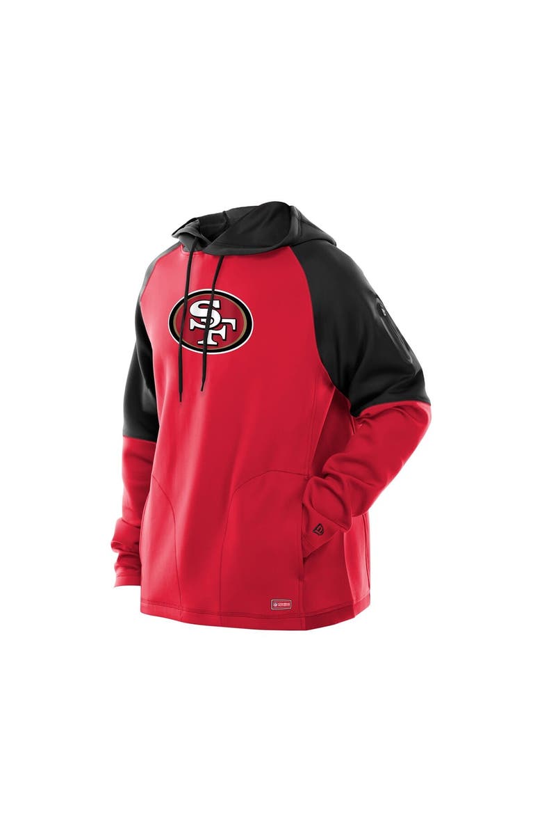 New Era Men's New Era  Scarlet San Francisco 49ers Combine Authentic Color Block Raglan Pullover Hoodie, Alternate, color, Scarlet