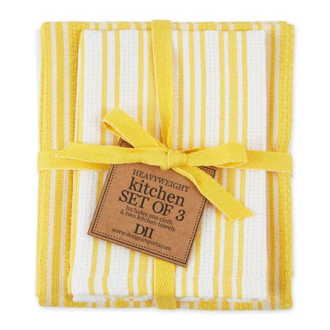 Yarrow Yellow Stripe Heavyweight Kitchen Set of 3