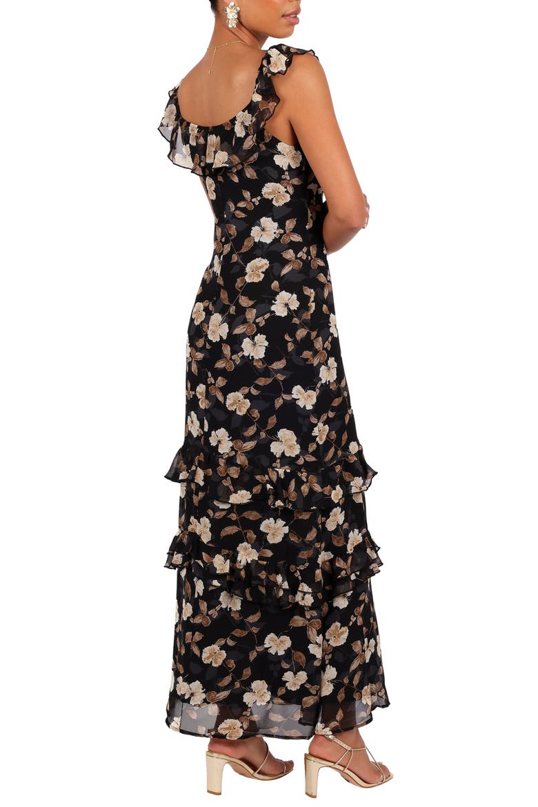 Irelynn Ruffle Convertible Floral Maxi Dress, Alternate, color, BLACK FLORAL