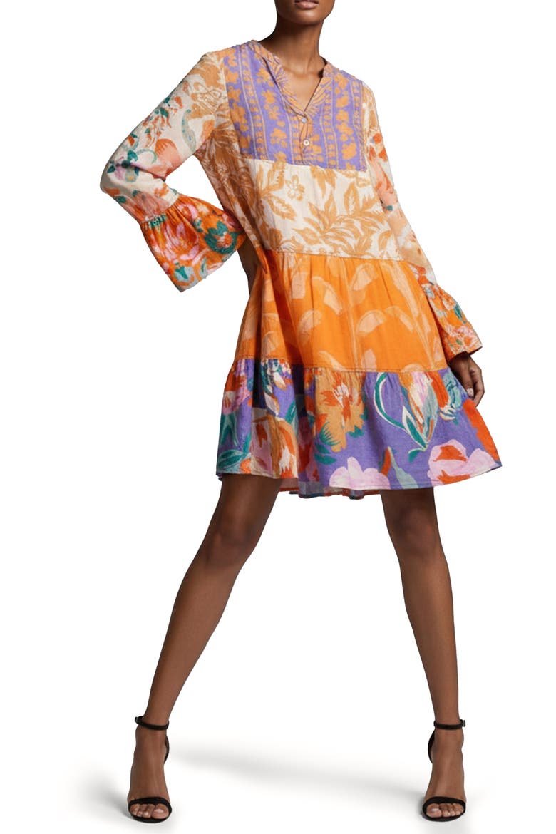 Patchwork Cotton Tunic, Main, color, ORANGE