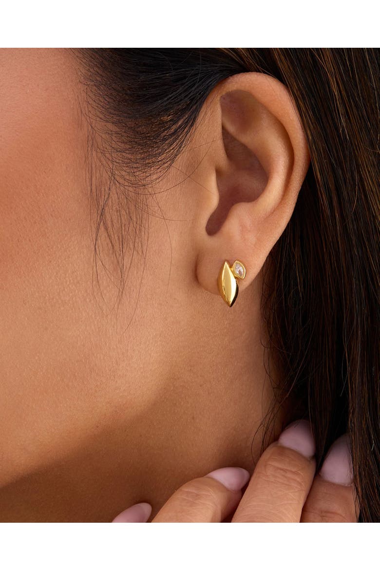 Azalea Gold with Topaz Stud Earrings, Alternate, color, Gold