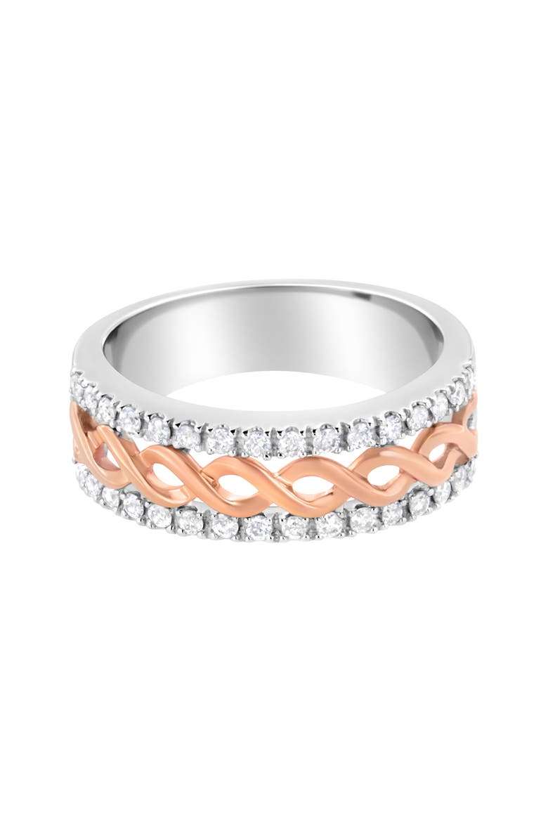 10K Gold 1/3Cttw Diamond Split Shank & Ribbon Band Ring, Alternate, color, White Gold