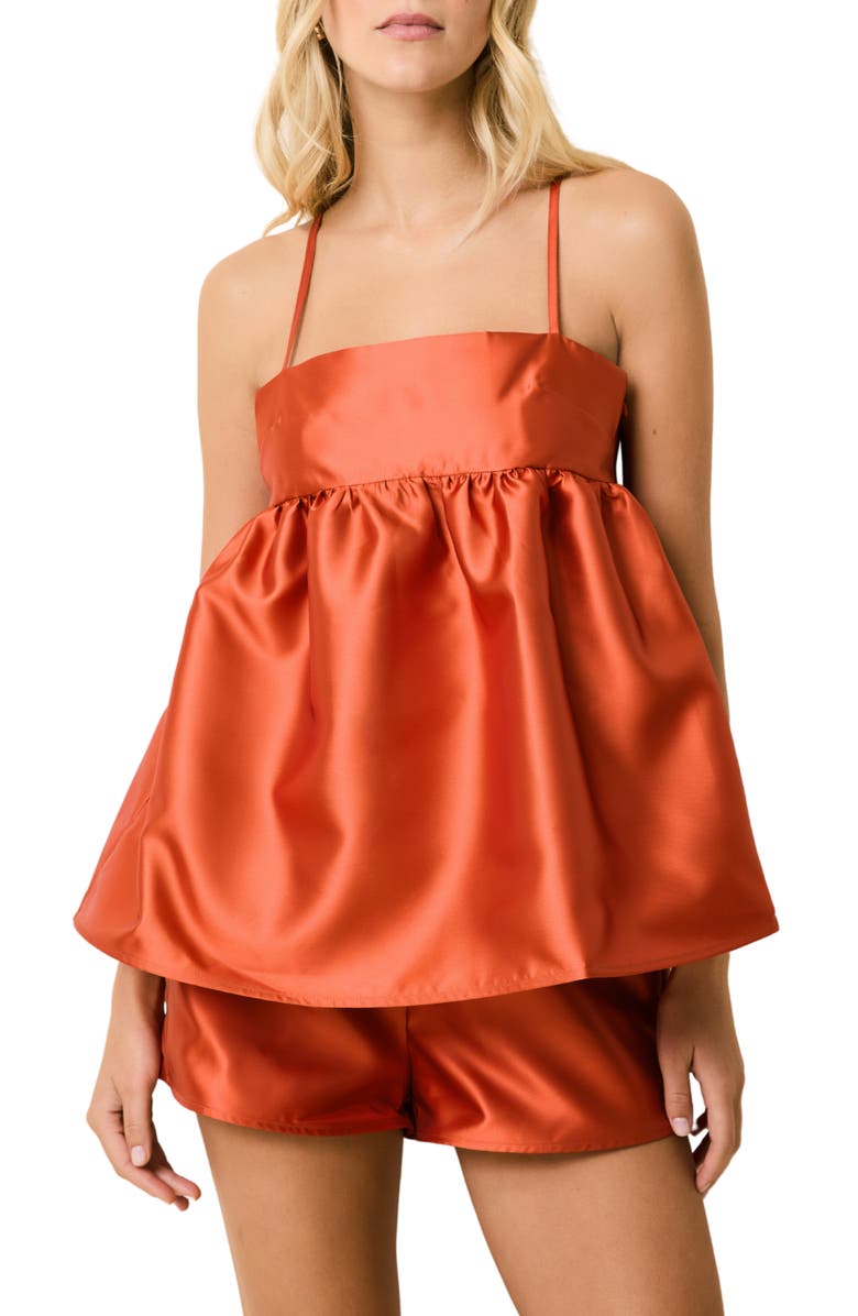 Solid & Striped The Emery Satin Shorts, Alternate, color, Rust