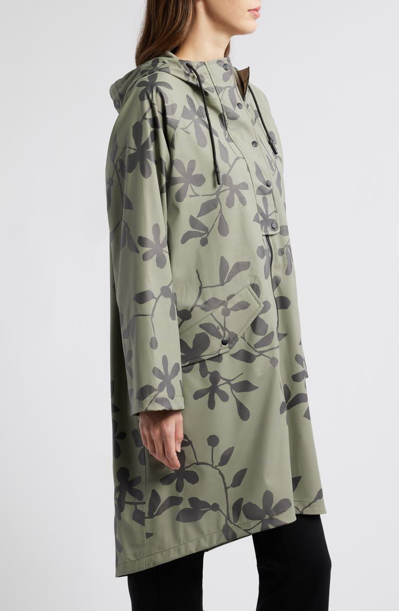 Masai Copenhagen Theia Leaf Print Hooded Raincoat, Alternate, color,
