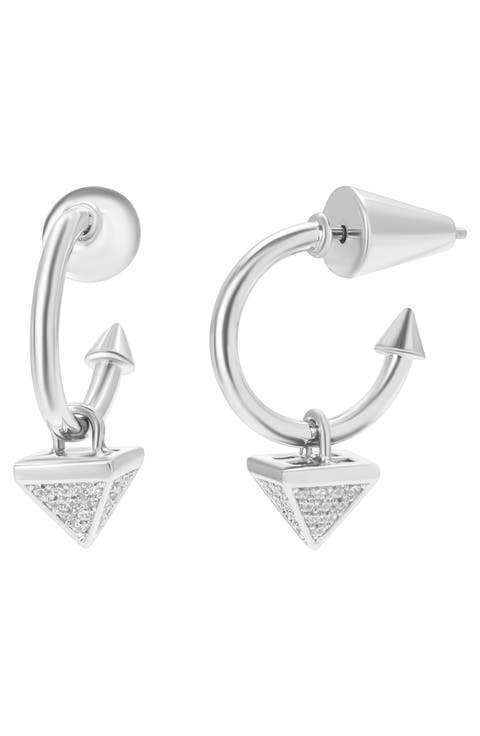 Pav9 Pyramid Charm Hoop Earrings