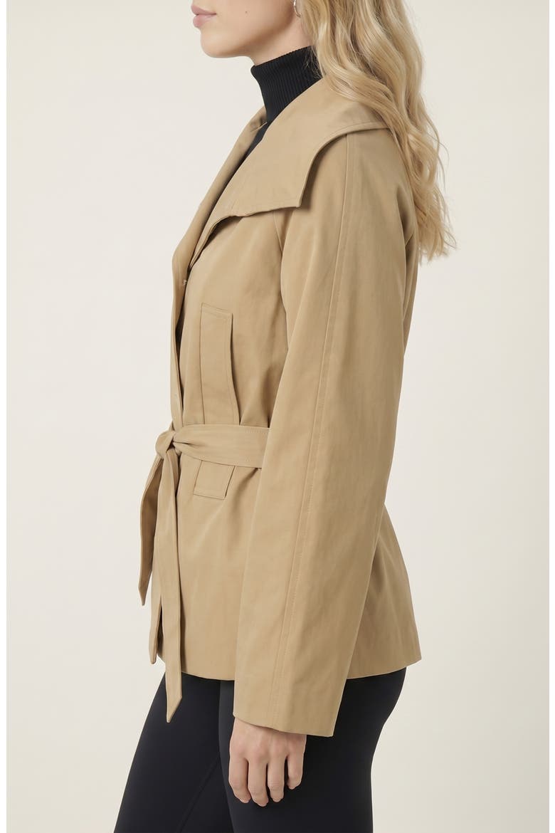 Belted Wide Lapels Wrap Jacket, Alternate, color, Tan