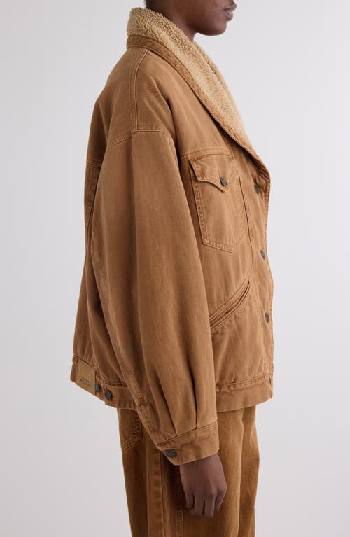 Isabel Marant Pimia Faux Shearling Lined Trucker Jacket In Brown