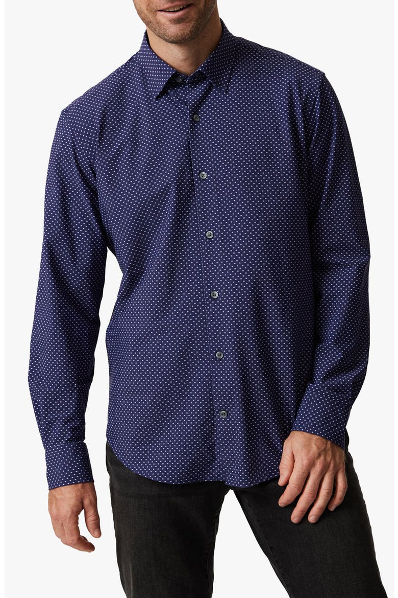 Crystal Button-Up Shirt, Main, color, NAVY
