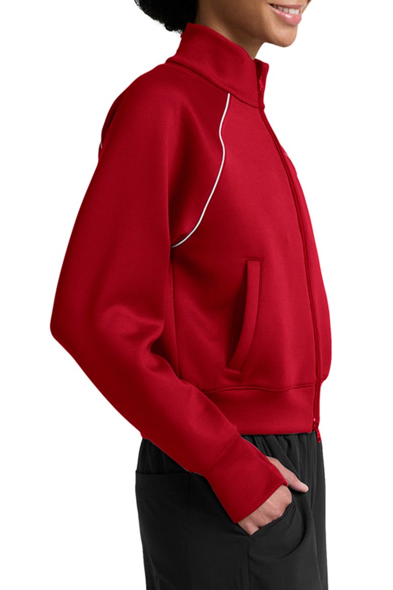 Piping Detail Bomber Jacket, Alternate, color, HOLLY RED