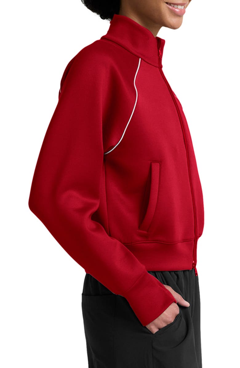Beyond Yoga Piping Detail Bomber Jacket, Alternate, color, Holly Red