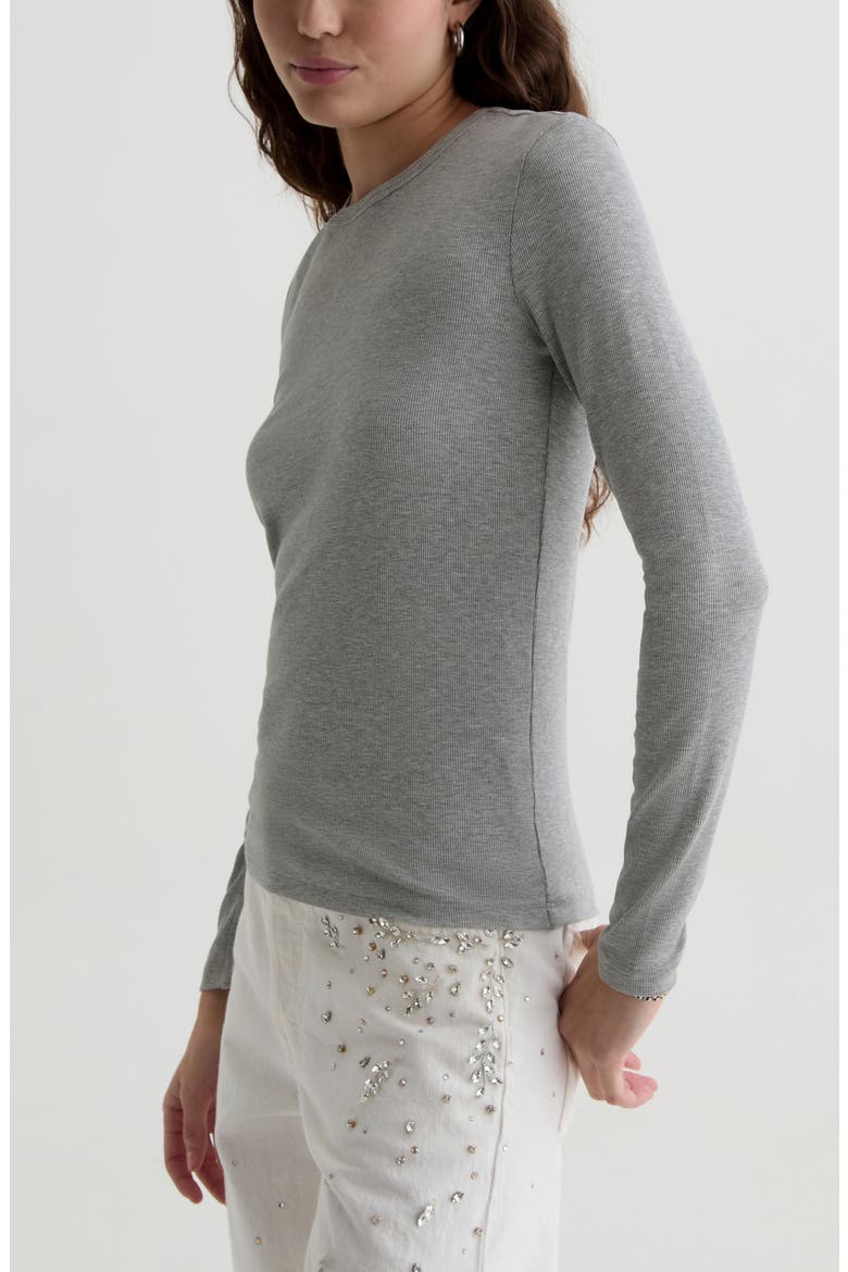Julia Rib Long Sleeve Top, Alternate, color, HEATHER GREY