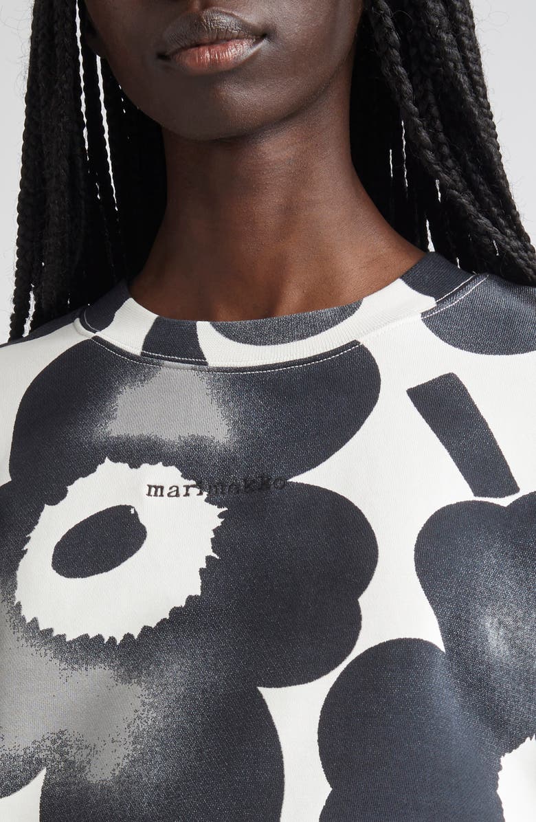 Marimekko Unikko Floral French Terry Sweatshirt, Alternate, color, Off White