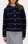 Blu Pepper Stripe Crewneck Cardigan