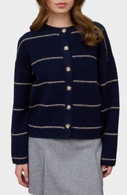 Blu Pepper Stripe Crewneck Cardigan