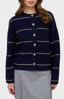 Blu Pepper Stripe Crewneck Cardigan