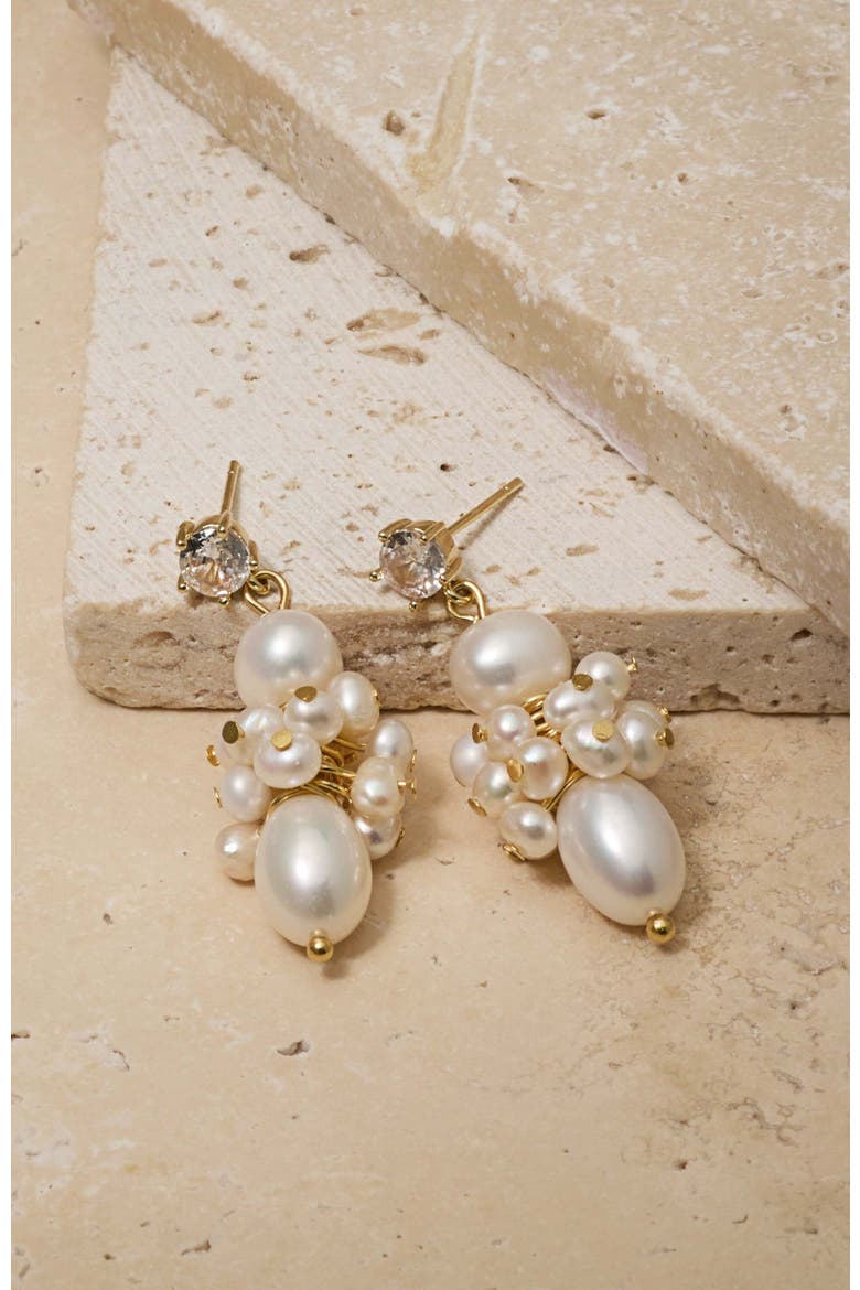 Sydney Pearl Drop Earrings, Alternate, color, Gold