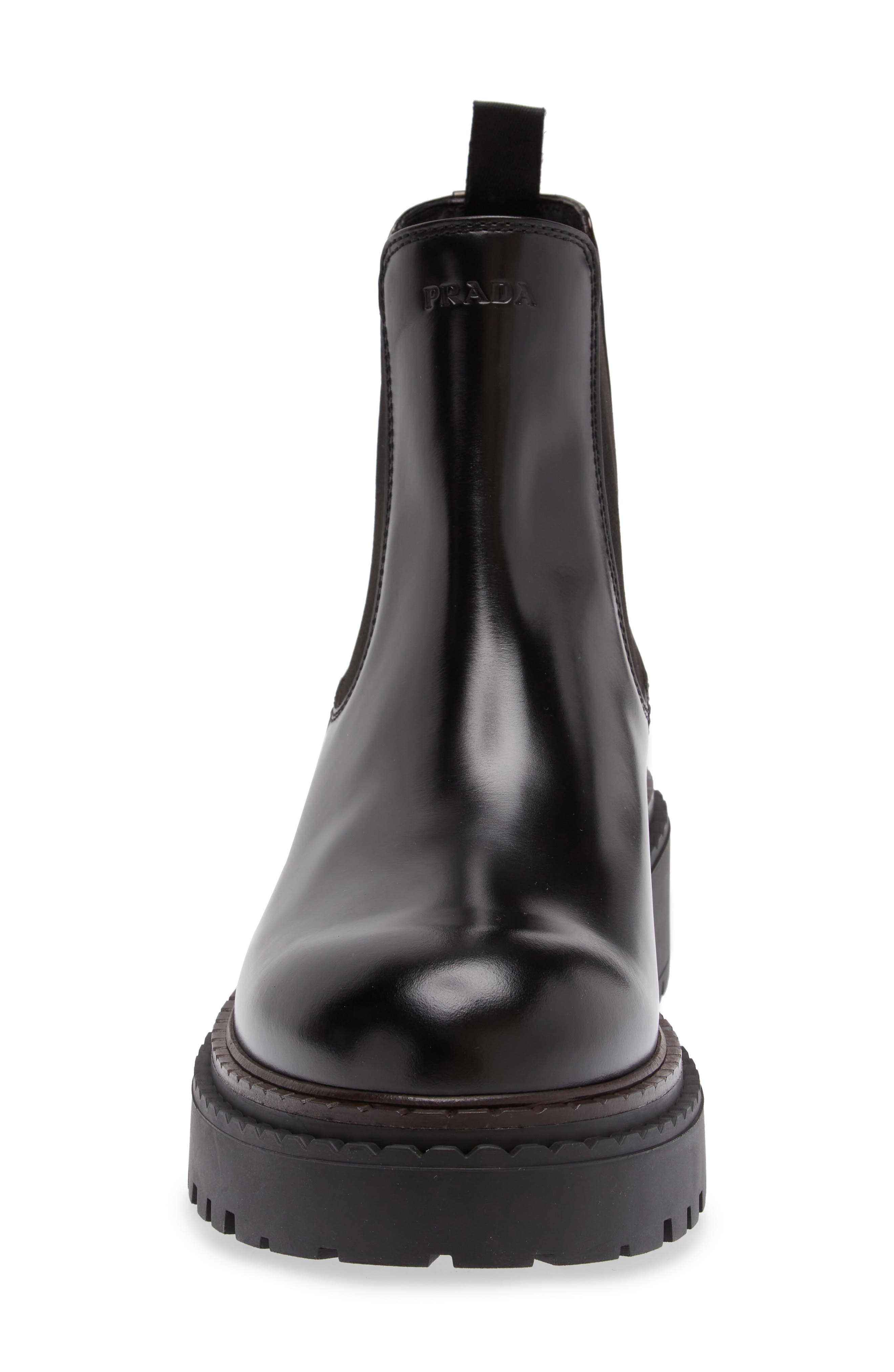 Prada Double Chocolate Chelsea Boot, Alternate, color, Nero