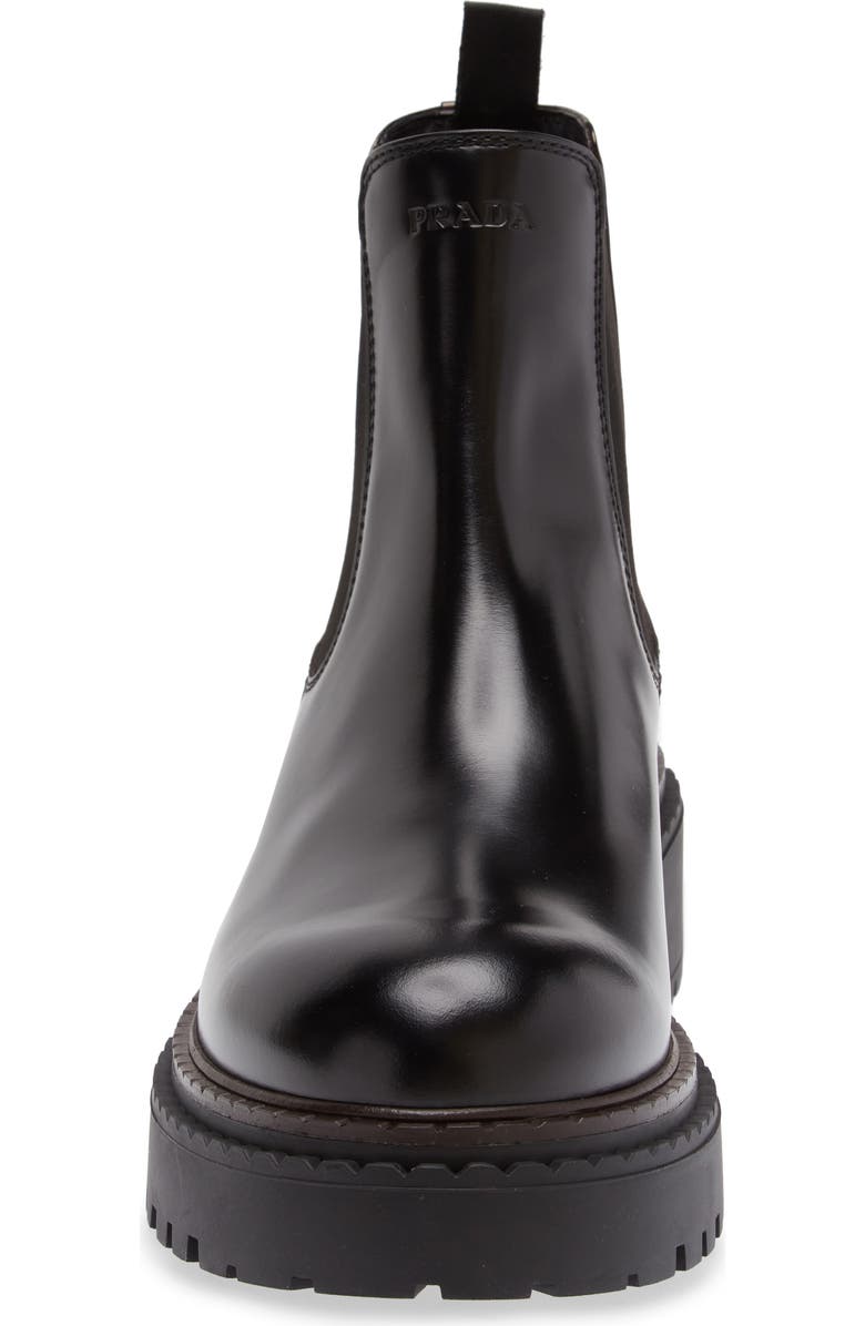Prada Double Chocolate Chelsea Boot, Alternate, color, Nero