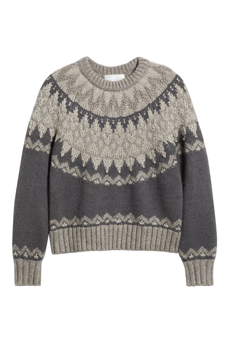 Lela Fair Isle Raglan Sweater, Alternate, color, WASHED BLACK COMBO