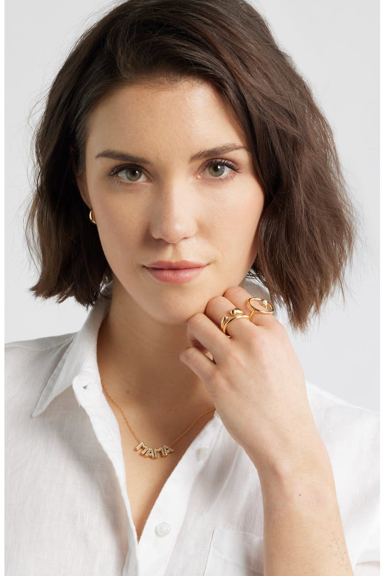 Mama Initial Pendant Necklace, Alternate, color, CLEAR- GOLD
