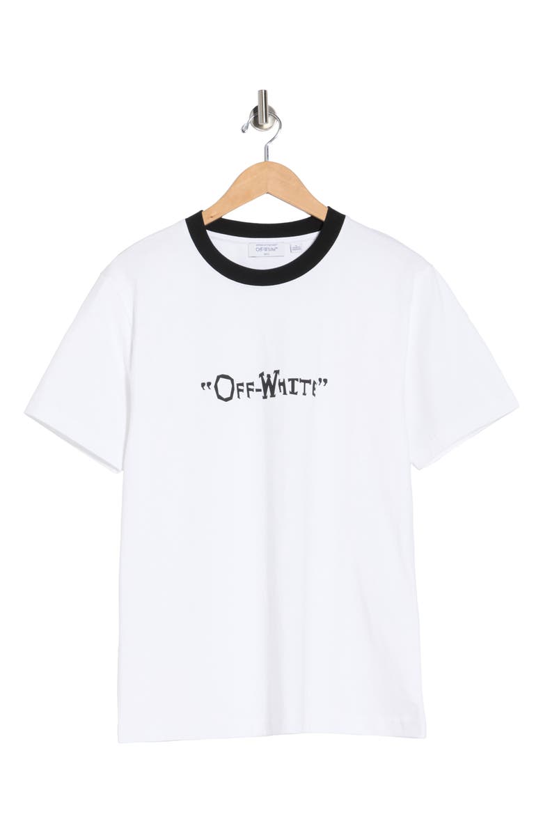 Off-White Logo Graphic Ringer T-Shirt, Main, color, White/Black