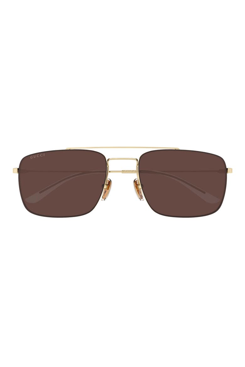 59mm Polarized Gradient Rectangular Sunglasses, Main, color, GOLD